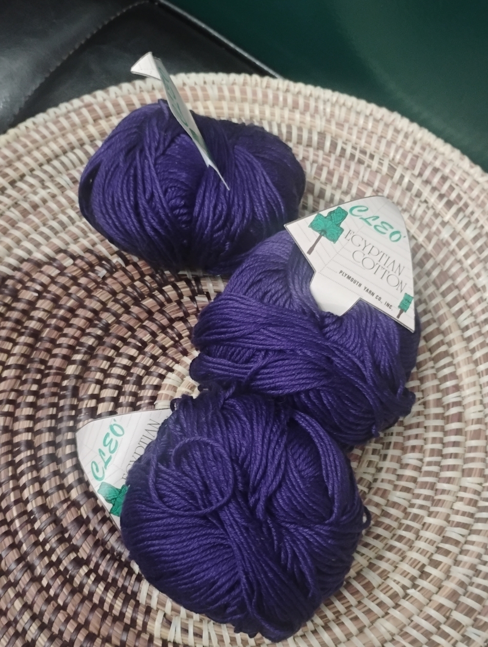 Plymouth Yarn Co. Cleo Egyptian Cotton Yarn Violet Purple 3 Skein Lot NEW - Picture 3 of 8